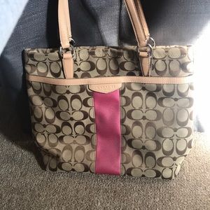 Signature Stripe Coach Purse